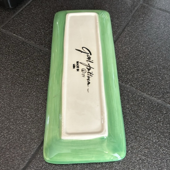 Vintage Gail Pittman Pottery Small Tray/Dish Yuletide Pattern - Picture 5 of 9